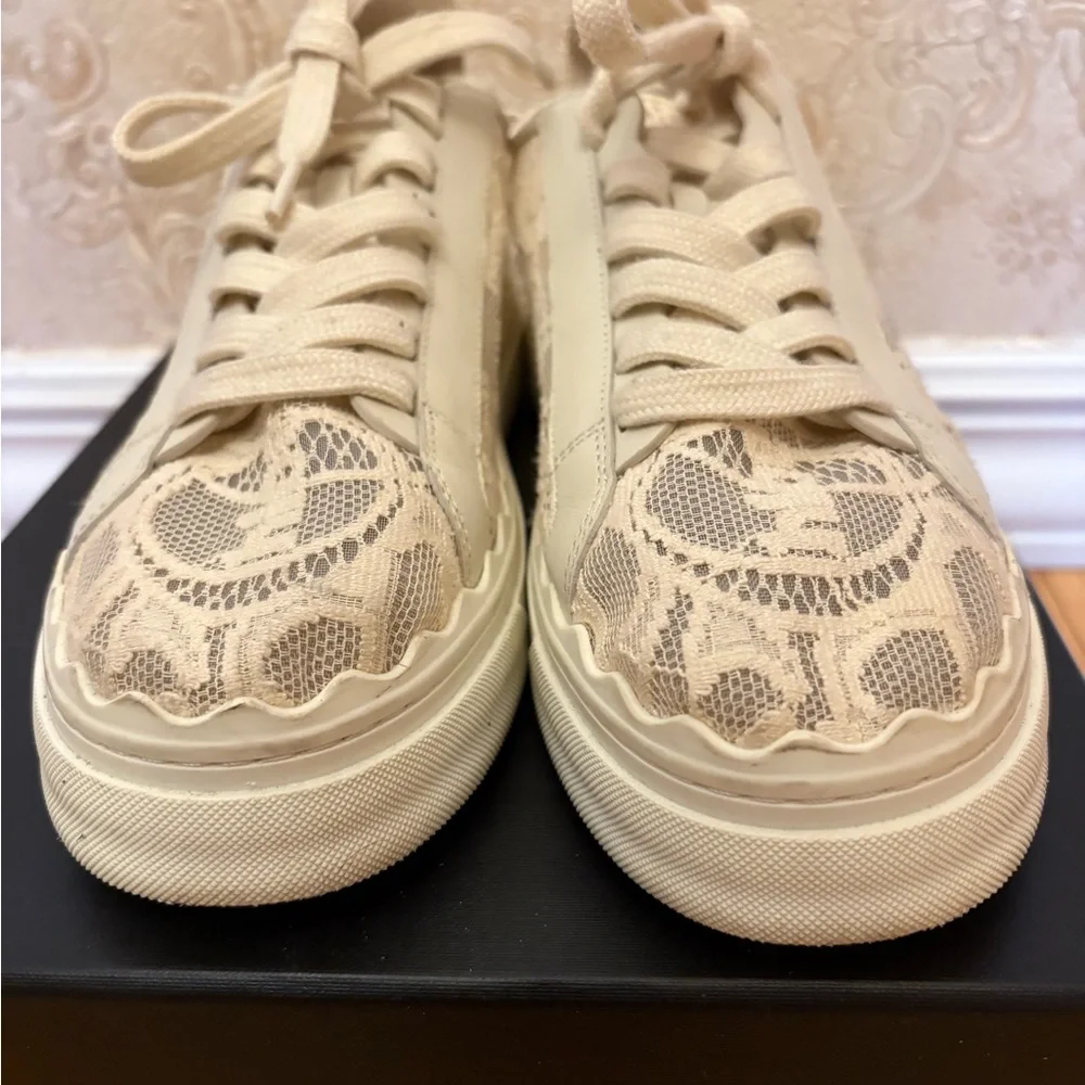 CHLOE LAUREN LACE Women’s low to Beige Sneakers. Size 39. - Picture 4 of 5